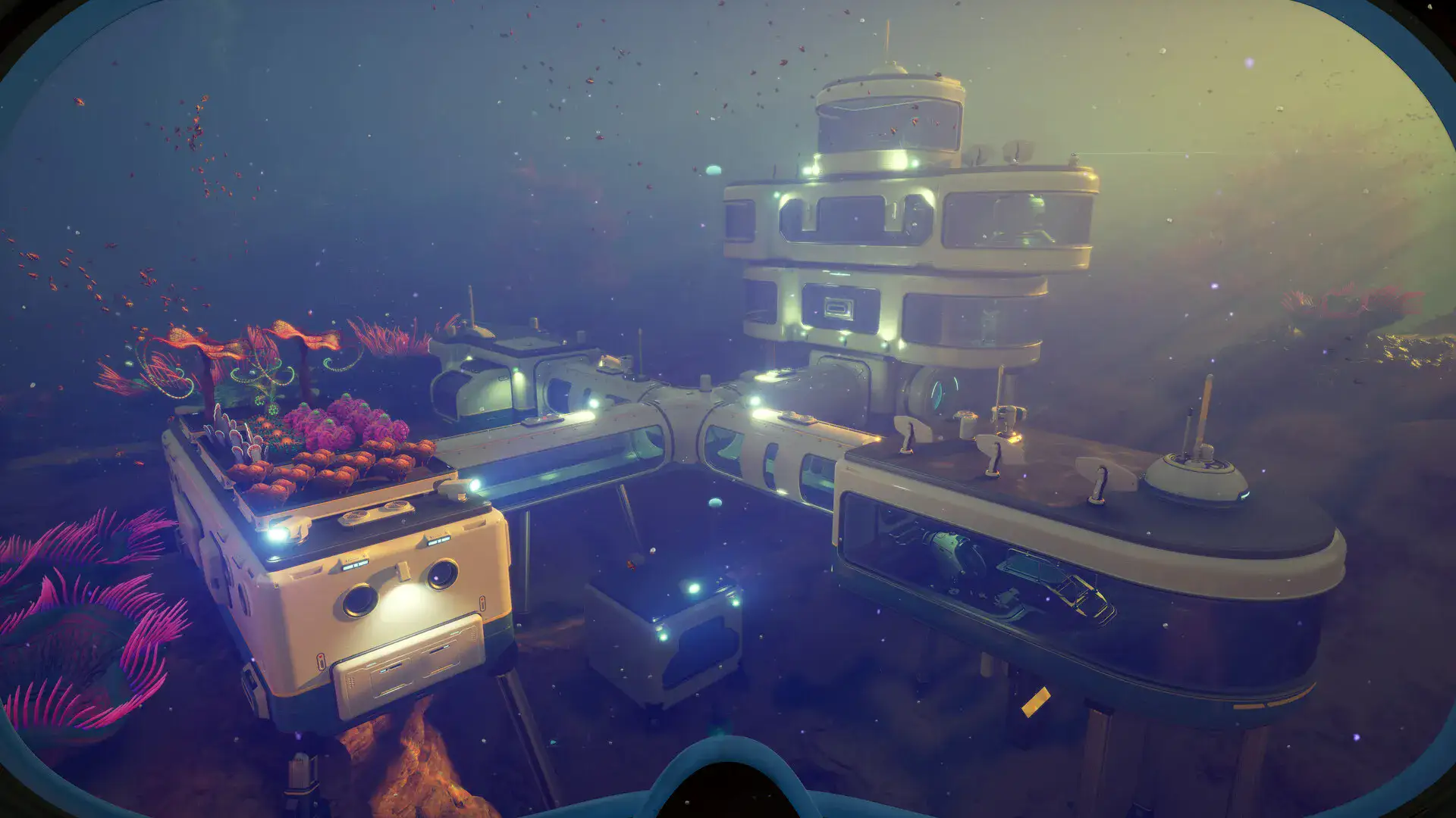 Subnautica 2 underwater base with coral garden